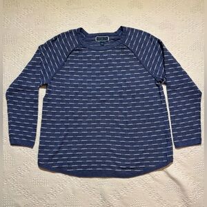 Karen Scott -Blue and White Striped Knitwear Top -size Large